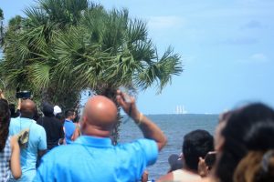 Crowds watch SpaceX Falcon 9 launch